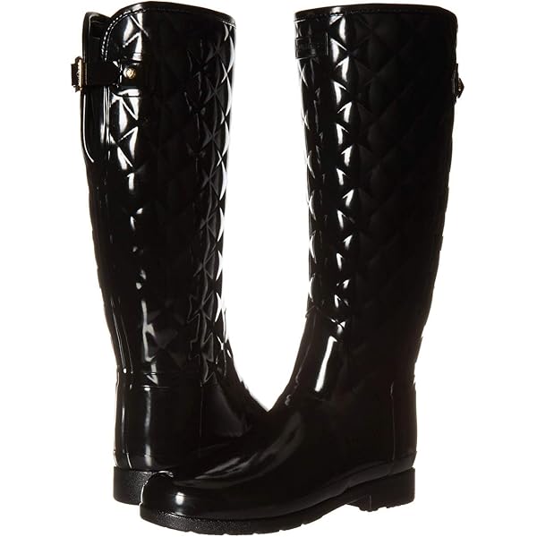 Amazon.com | Hunter Refined Gloss Quilt Tall Rain Boots